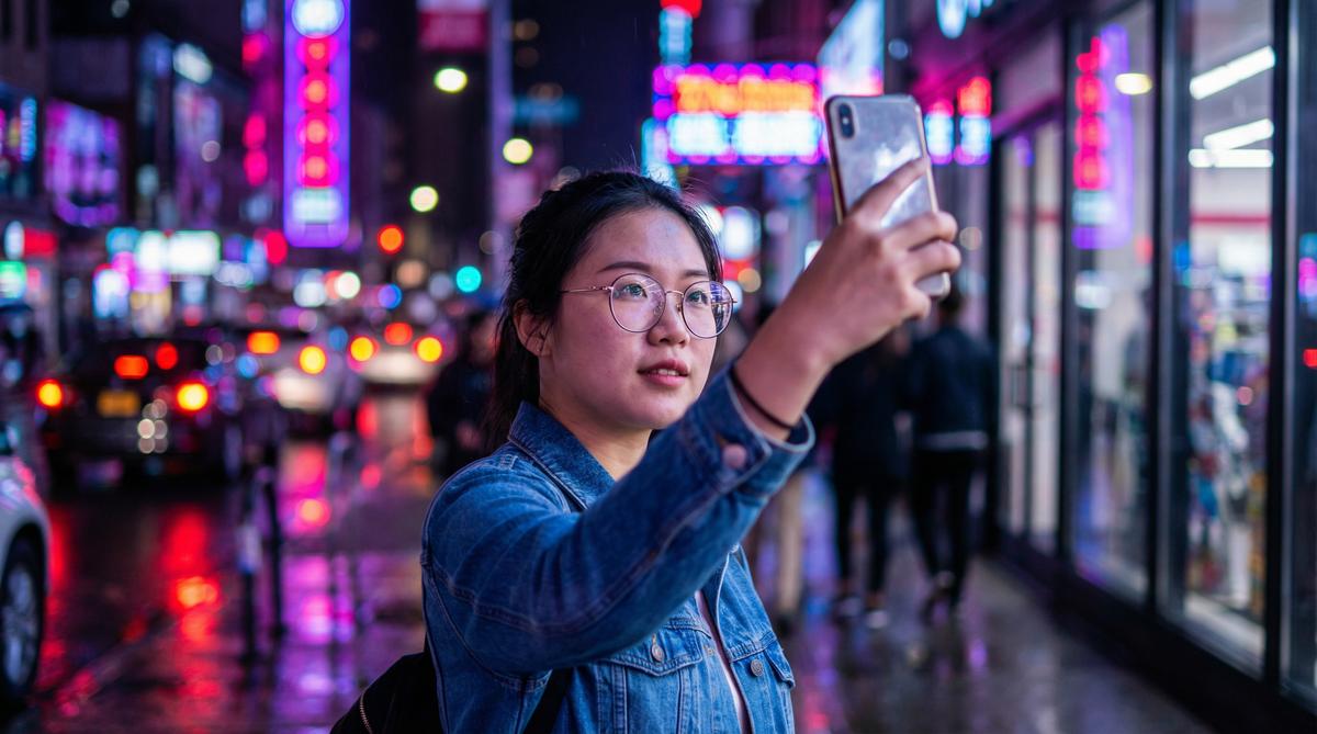校花城市夜景短视频